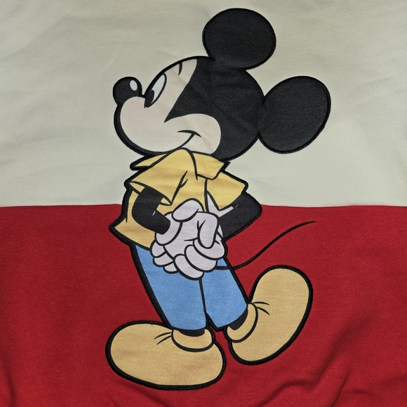 Disney Men's Mickey Mouse Red and Cream Crewneck Sweater - Picture 3 of 5
